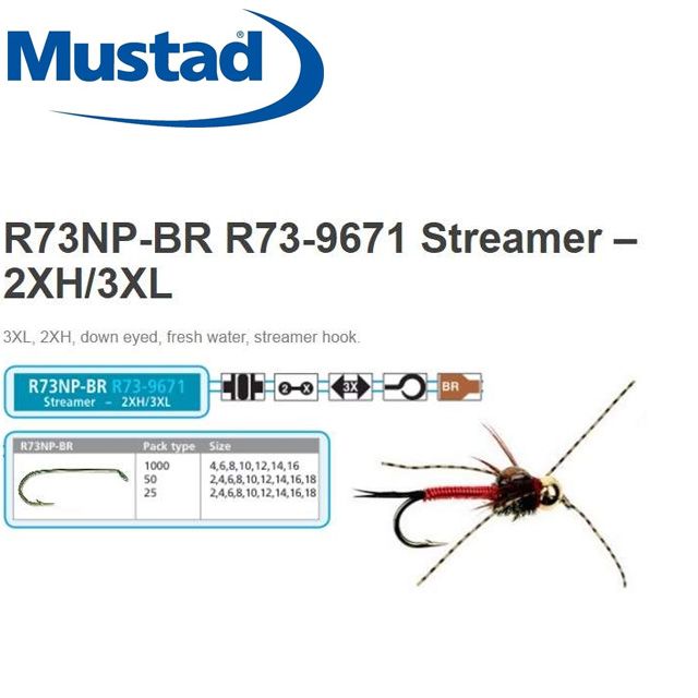 Mustad Signature R73-9671 3X-Long Streamer Fly Tying Hook (25 Pack) – Size  8 