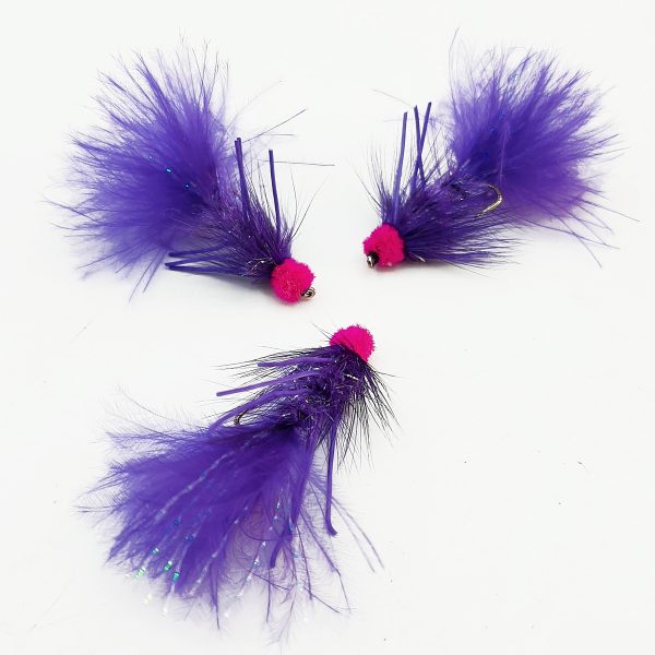 #CMB 3 MOSCAS WOOLLY BUGGER VIOLETA CON PATAS - PUE