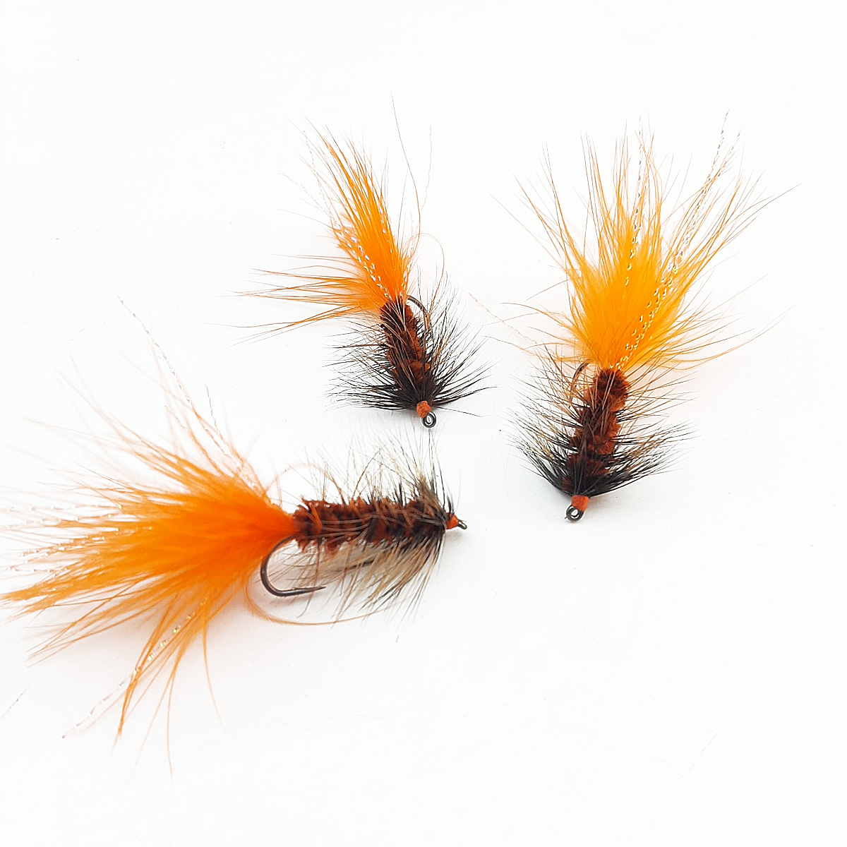 10 Mosche Streamer Wooly Bugger Arancioni Con Pallini E Zampe Nere – Pechetruite